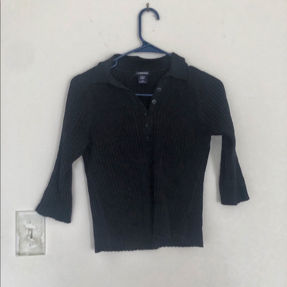 2000s Navy Gap Stretch Collared Sweater